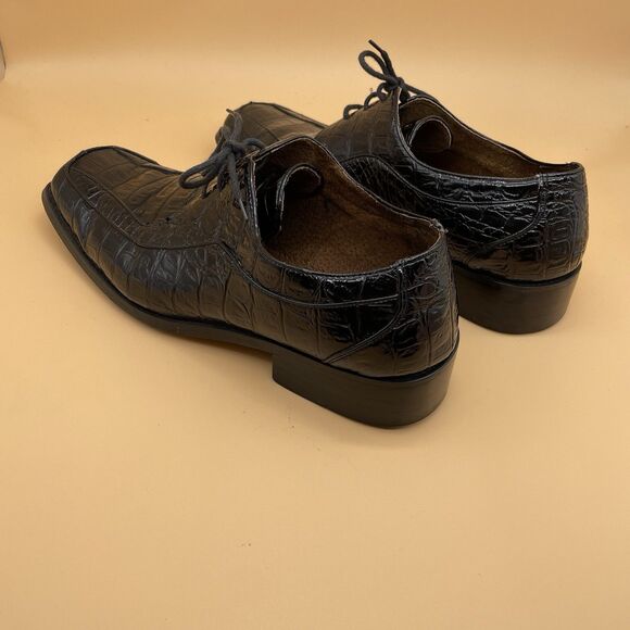 Sevasta Italiano Leather Dress Shoes Men's 11 Black Snake Pattern Dandy Grandad - Picture 12 of 16